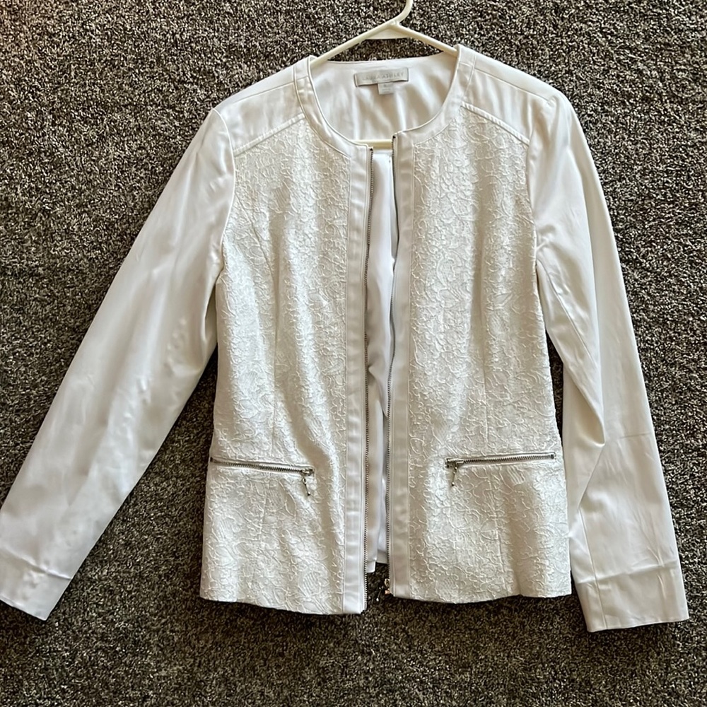 Laura Ashley, size small, white and lace jacket